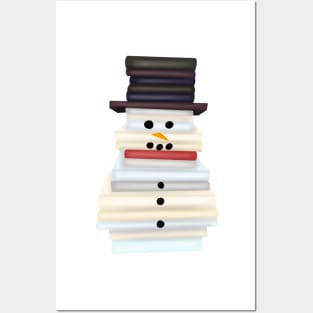 Christmas snowman made of books Posters and Art